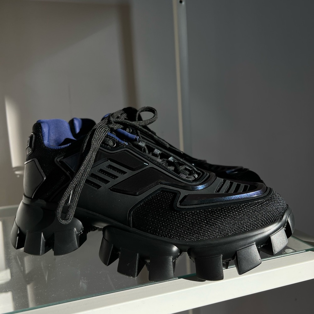 Men’s Prada Cloudburst Sneaker Color Nero Rubber Knit 4 Size 6